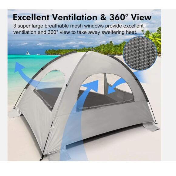 NWT Whitefang Beach Tent Anti-Uv Portable Sun Shade Shelter for 3-4-6-8 Person - Picture 4 of 7